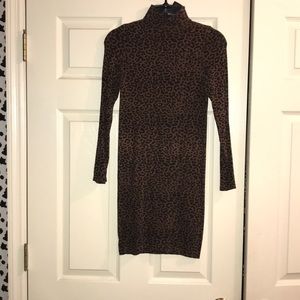 Bebe Mock Neck Animal Print Sweater Dress